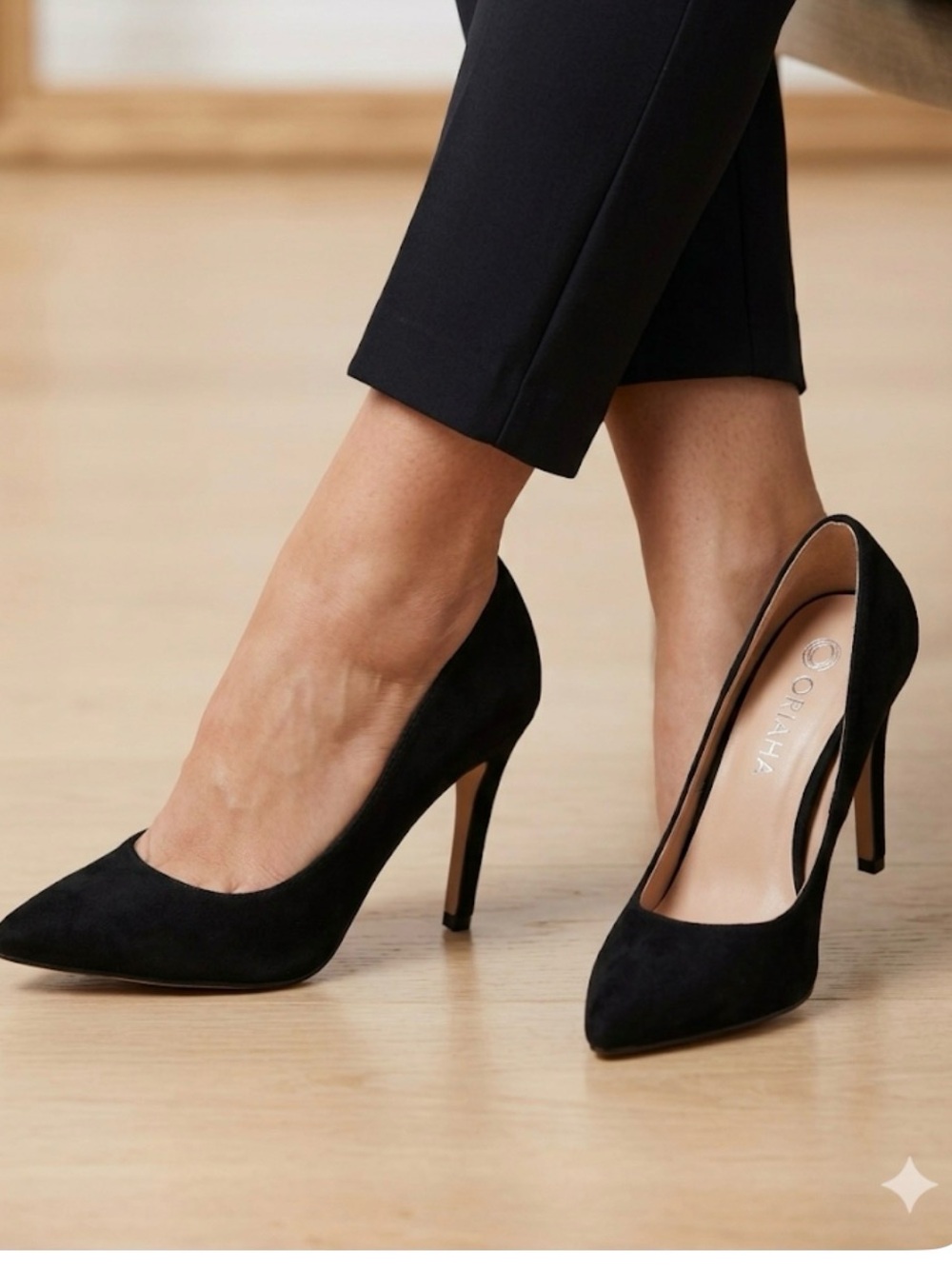 Opia Black Suede Pointed-Toe Stiletto Pump